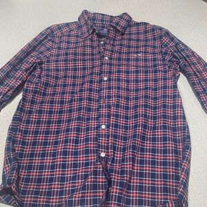 Vineyard Vines Navy and Red Gingham Button Down, Classic Fit, Size M
